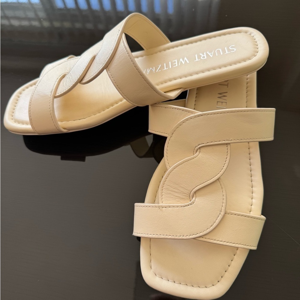 Stuart Weitzman Ibiza leather slides 6.5 B - Picture 11 of 13